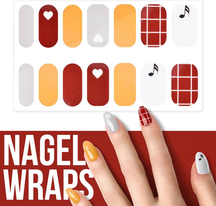 By Emily Nagel wrap Love of Music | 14 stickers | Nail wrap | Nail art | Trendy | Design | Nagellakvrij | Eenvoudig | Nagel wrap | Nagel stickers | Folie | Zelfklevend | Sjablonen