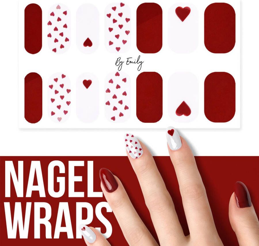 By Emily Nagel wrap Loving Hearts | 14 stickers per vel | Nail wrap | Nail art | Trendy | Design | Nagellakvrij | Eenvoudig | Nagel art | Nagel wrap | Nagel stickers | Folie | Zelfklevend | Sjablonen