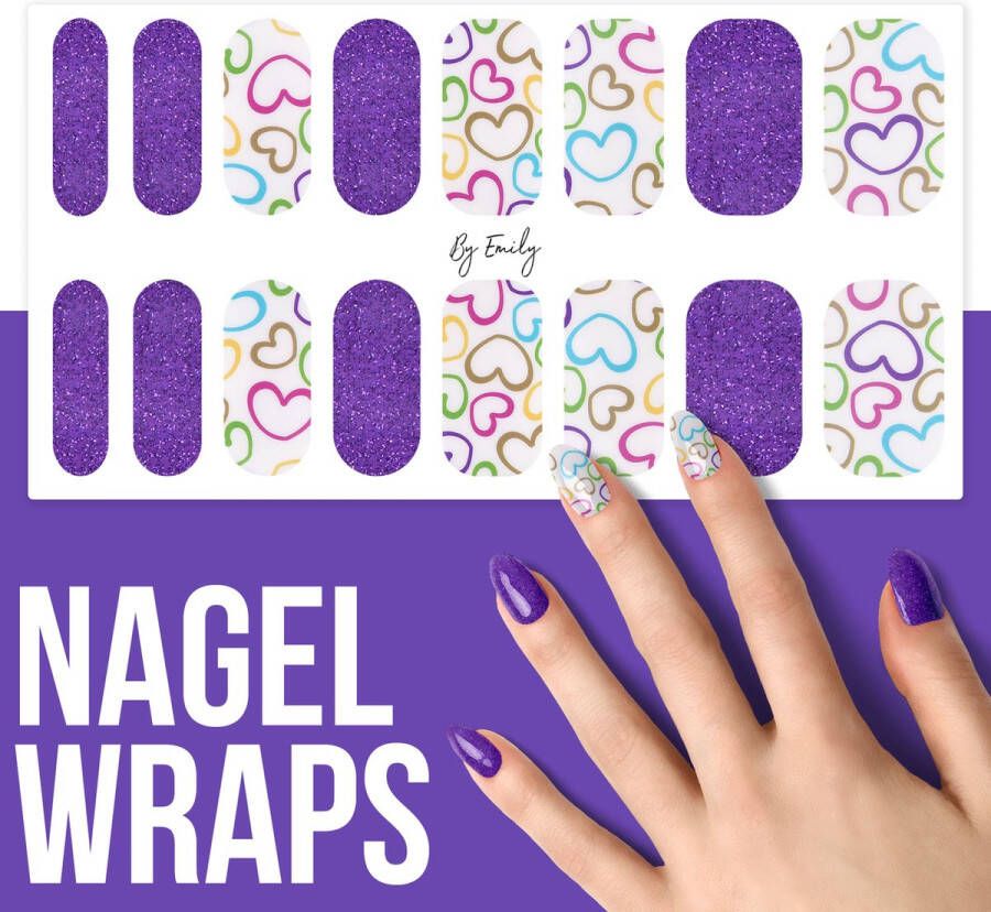 By Emily Nagel wrap Loving Hearts Moederdag cadeaus 16 stickers Nail wrap Nail art Trendy Design Nagellakvrij Eenvoudig Nagel wrap Nagel stickers Folie Zelfklevend Sjablonen