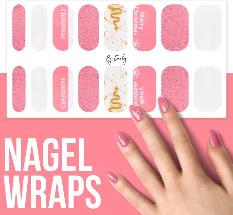 By Emily Nagel wrap Merry Christmas Kerst 16 stickers Nail wrap Nail art Trendy Design Nagellakvrij Eenvoudig Nagel wrap Nagel stickers Folie Zelfklevend Sjablonen