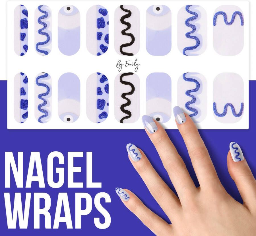 By Emily Nagel wrap North Icy Blue Moederdag cadeaus 16 stickers Nail wrap Nail art Trendy Design Nagellakvrij Eenvoudig Nagel wrap Nagel stickers Folie Zelfklevend Sjablonen