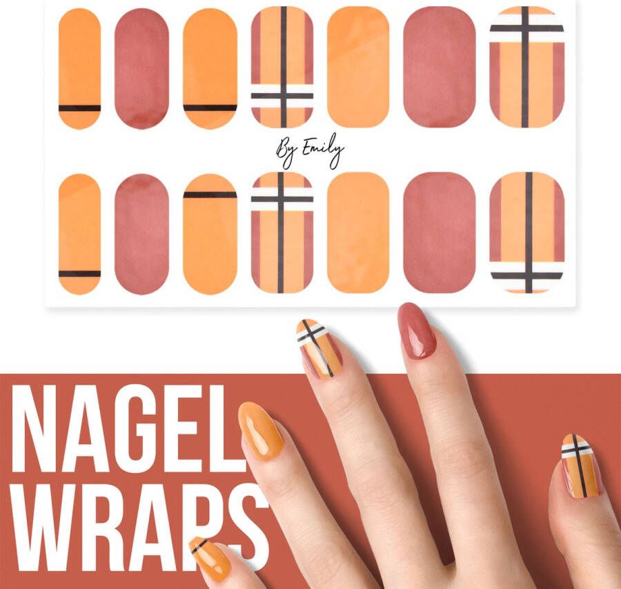 By Emily Nagel wrap Orange Style | 14 stickers | Nail wrap | Nail art | Trendy | Design | Nagellakvrij | Eenvoudig | Nagel wrap | Nagel stickers | Folie | Zelfklevend | Sjablonen