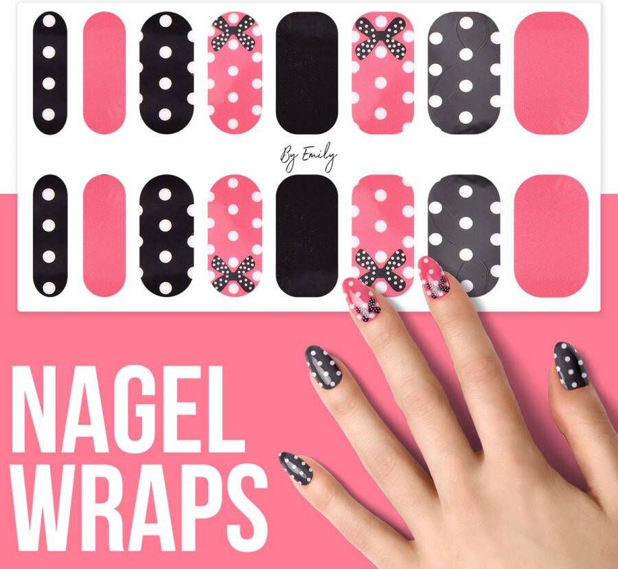 By Emily Nagel wrap Pink Bow | 16 stickers | Nail wrap | Nail art | Trendy | Design | Nagellakvrij | Eenvoudig | Nagel wrap | Nagel stickers | Folie | Zelfklevend | Sjablonen