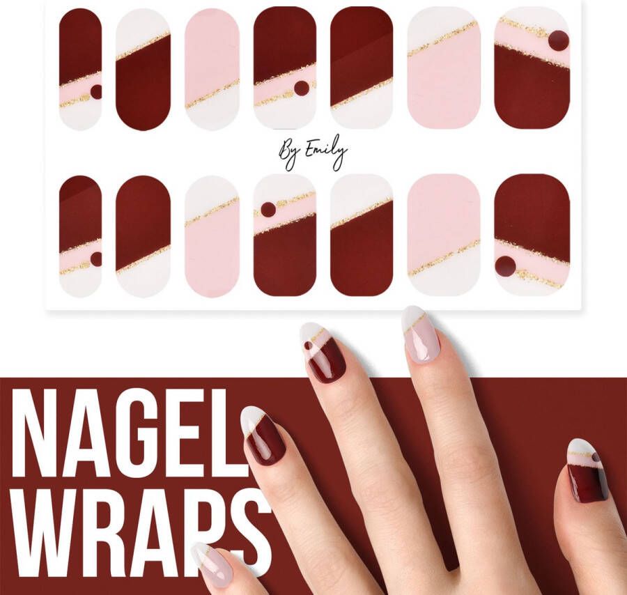 By Emily Nagel wrap Pink & Red | 14 stickers | Nail wrap | Nail art | Trendy | Design | Nagellakvrij | Eenvoudig | Nagel wrap | Nagel stickers | Folie | Zelfklevend | Sjablonen