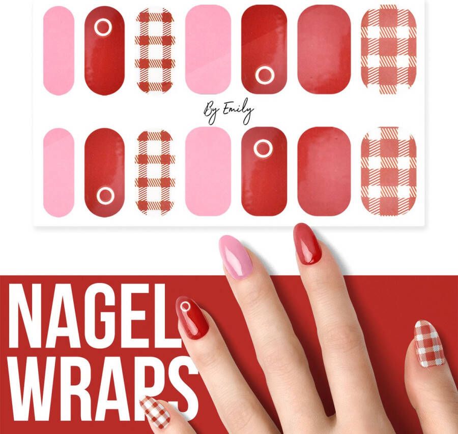 By Emily Nagel wrap Pink & Red Circle | 14 stickers | Nail wrap | Nail art | Trendy | Design | Nagellakvrij | Eenvoudig | Nagel wrap | Nagel stickers | Folie | Zelfklevend | Sjablonen