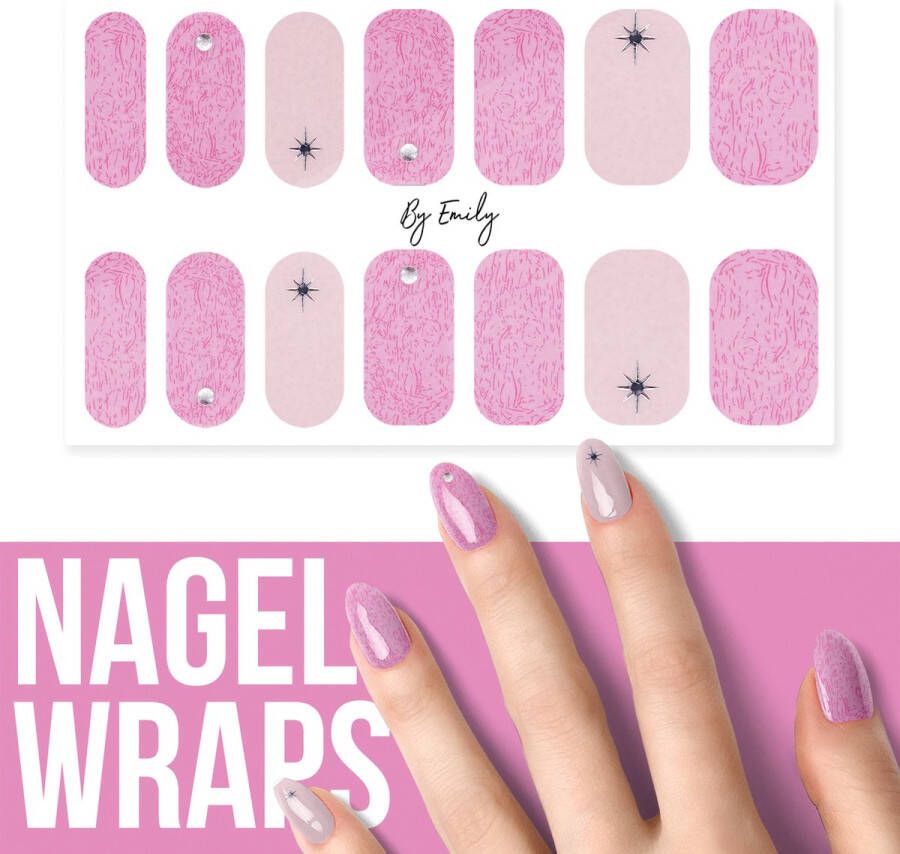By Emily Nagel wrap Pink & Stars | 14 stickers per vel | Nail wrap | Nail art | Trendy | Design | Nagellakvrij | Eenvoudig | Nagel art | Nagel wrap | Nagel stickers | Folie | Zelfklevend | Sjablonen