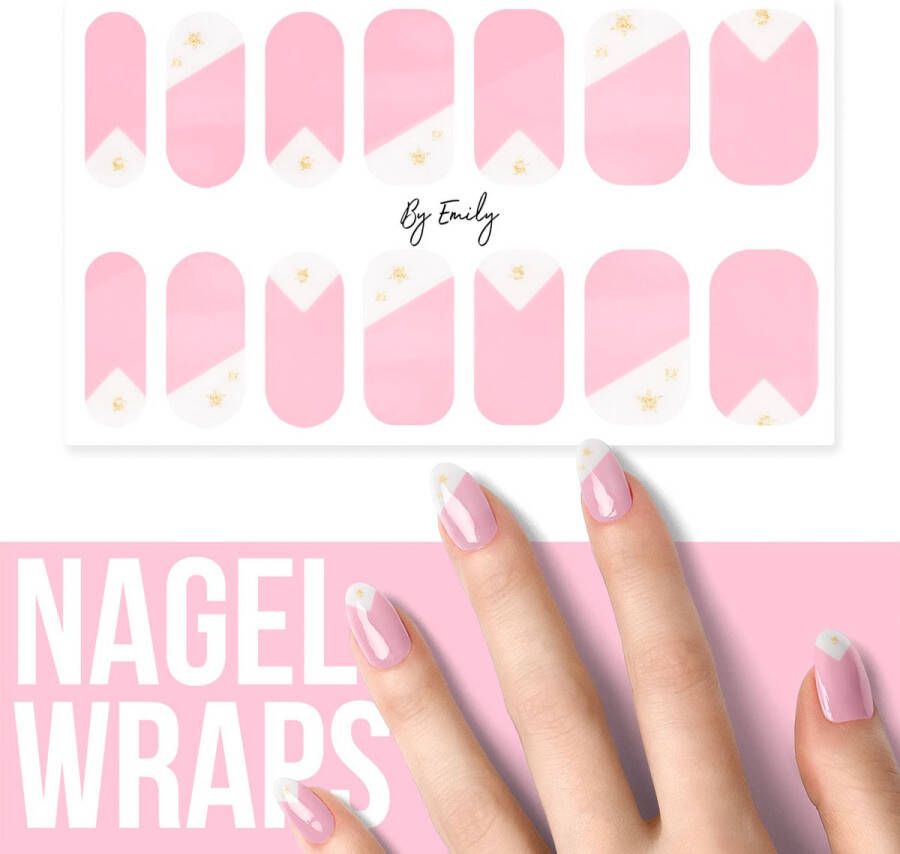 By Emily Nagel wrap Pink & White Tips | 14 stickers | Nail wrap | Nail art | Trendy | Design | Nagellakvrij | Eenvoudig | Nagel wrap | Nagel stickers | Folie | Zelfklevend | Sjablonen