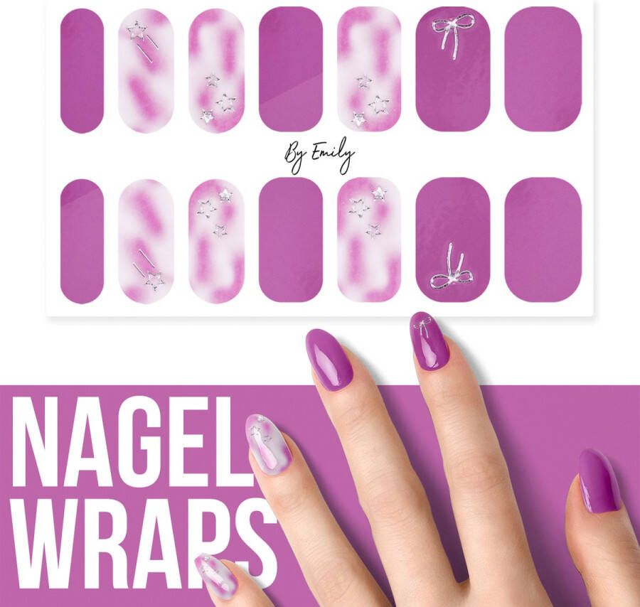 By Emily Nagel wrap Pink Falling Star | 14 stickers per vel | Nail wrap | Nail art | Trendy | Design | Nagellakvrij | Eenvoudig | Nagel art | Nagel wrap | Nagel stickers | Folie | Zelfklevend | Sjablonen