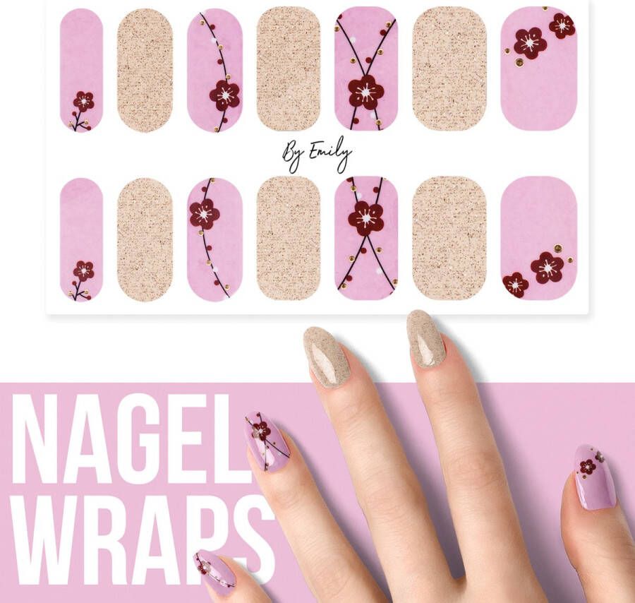 By Emily Nagel wrap Pink Flower | 14 stickers per vel | Nail wrap | Nail art | Trendy | Design | Nagellakvrij | Eenvoudig | Nagel art | Nagel wrap | Nagel stickers | Folie | Zelfklevend | Sjablonen