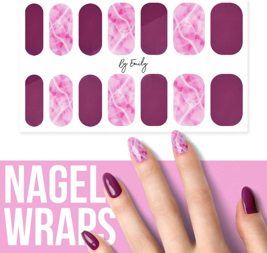 By Emily Nagel wrap Pink Marble | 14 stickers per vel | Nail wrap | Nail art | Trendy | Design | Nagellakvrij | Eenvoudig | Nagel art | Nagel wrap | Nagel stickers | Folie | Zelfklevend | Sjablonen