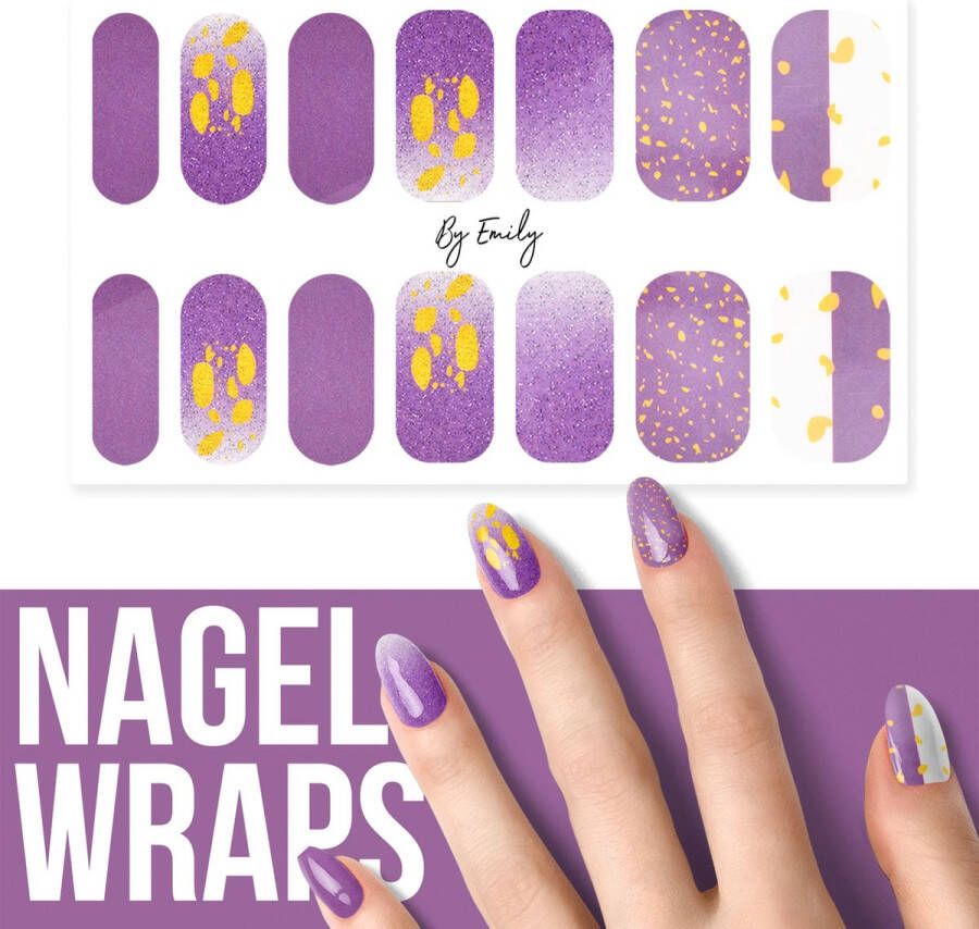 By Emily Nagel wrap Purple & Spots | 14 stickers | Nail wrap | Nail art | Trendy | Design | Nagellakvrij | Eenvoudig | Nagel wrap | Nagel stickers | Folie | Zelfklevend | Sjablonen