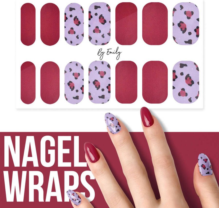 By Emily Nagel wrap Purple Leopard | 14 stickers | Nail wrap | Nail art | Trendy | Design | Nagellakvrij | Eenvoudig | Nagel wrap | Nagel stickers | Folie | Zelfklevend | Sjablonen