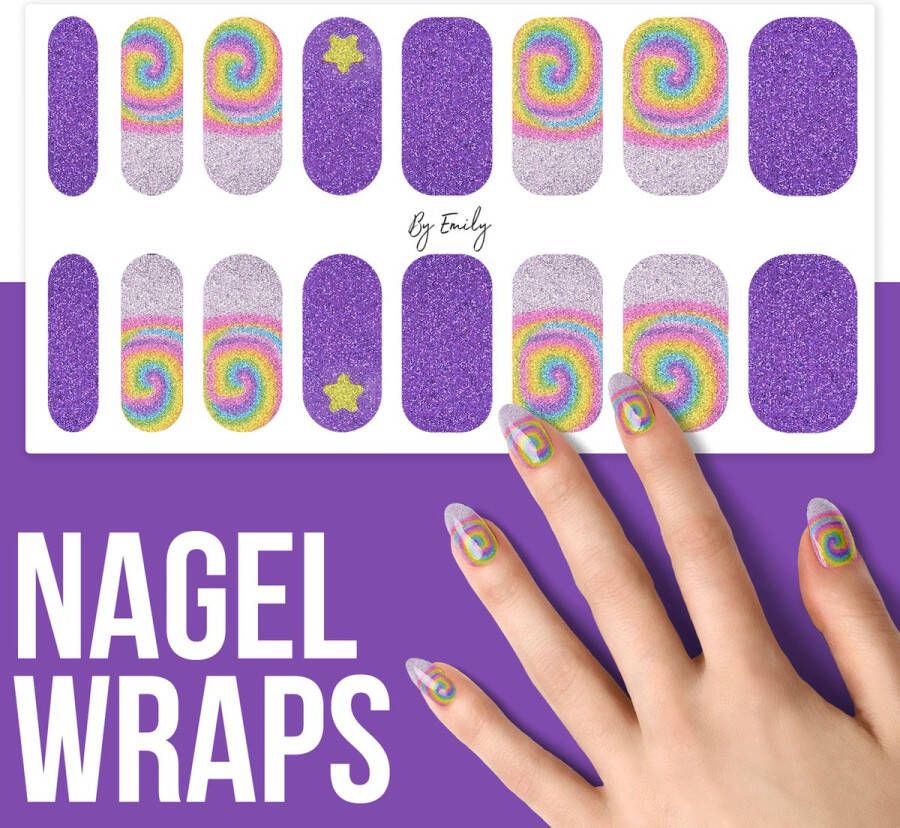 By Emily Nagel wrap Purple Starry Night Moederdag cadeaus 16 stickers Nail wrap Nail art Trendy Design Nagellakvrij Eenvoudig Nagel wrap Nagel stickers Folie Zelfklevend Sjablonen