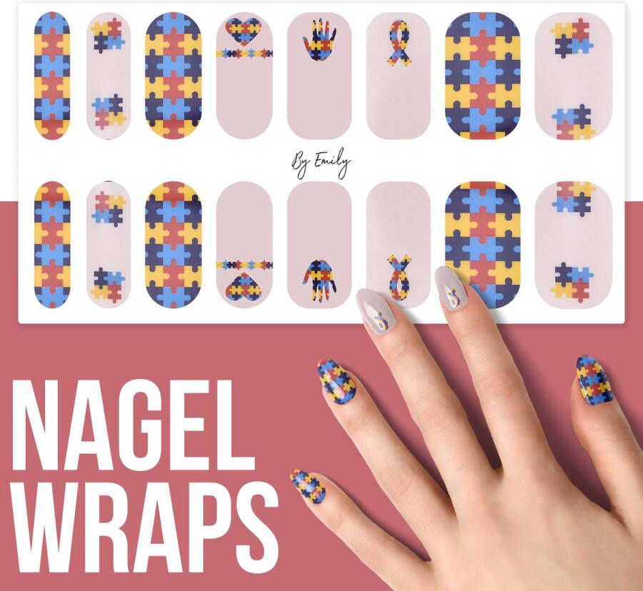 By Emily Nagel wrap Puzzling Moederdag cadeaus 16 stickers Nail wrap Nail art Trendy Design Nagellakvrij Eenvoudig Nagel wrap Nagel stickers Folie Zelfklevend Sjablonen