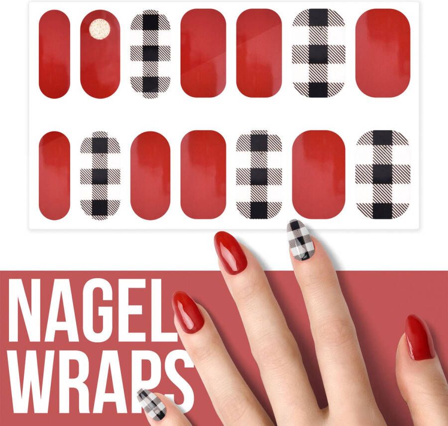By Emily Nagel wrap Red & Classy | 14 stickers | Nail wrap | Nail art | Trendy | Design | Nagellakvrij | Eenvoudig | Nagel wrap | Nagel stickers | Folie | Zelfklevend | Sjablonen