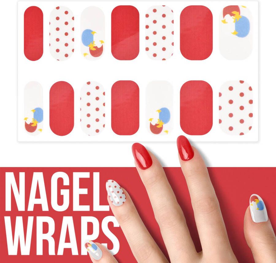 By Emily Nagel wrap Red & Polka Dot | 14 stickers | Nail wrap | Nail art | Trendy | Design | Nagellakvrij | Eenvoudig | Nagel wrap | Nagel stickers | Folie | Zelfklevend | Sjablonen