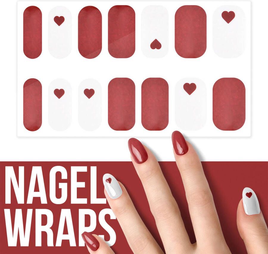 By Emily Nagel wrap Red Heart | 14 stickers | Nail wrap | Nail art | Trendy | Design | Nagellakvrij | Eenvoudig | Nagel wrap | Nagel stickers | Folie | Zelfklevend | Sjablonen