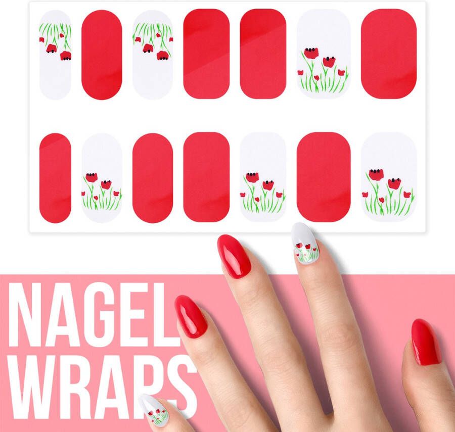 By Emily Nagel wrap Red Spring | 14 stickers per vel | Nail wrap | Nail art | Trendy | Design | Nagellakvrij | Eenvoudig | Nagel art | Nagel wrap | Nagel stickers | Folie | Zelfklevend | Sjablonen