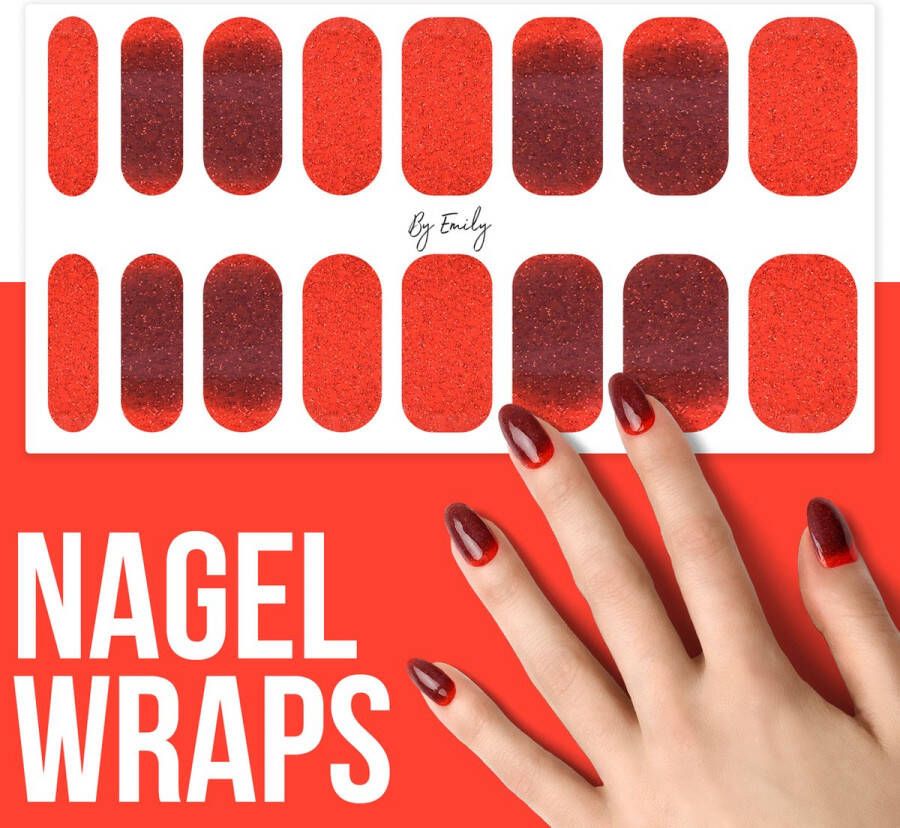 By Emily Nagel wrap Red Tips | 16 stickers | Nail wrap | Nail art | Trendy | Design | Nagellakvrij | Eenvoudig | Nagel wrap | Nagel stickers | Folie | Zelfklevend | Sjablonen