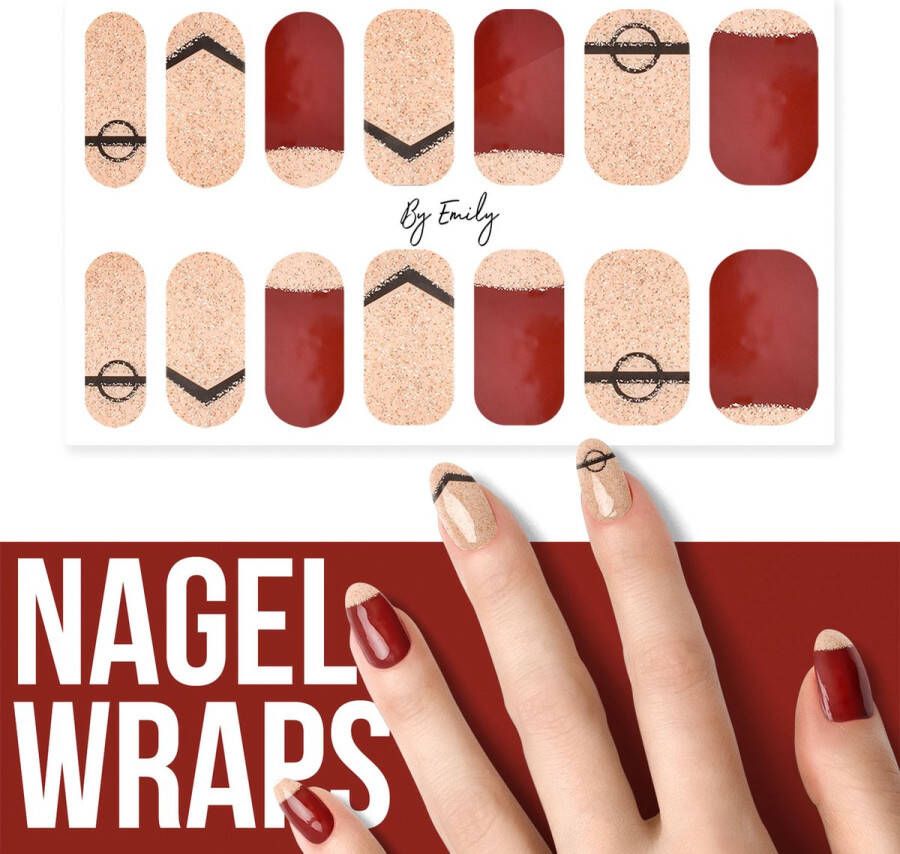 By Emily Nagel wrap Sandy Red | 14 stickers | Nail wrap | Nail art | Trendy | Design | Nagellakvrij | Eenvoudig | Nagel wrap | Nagel stickers | Folie | Zelfklevend | Sjablonen