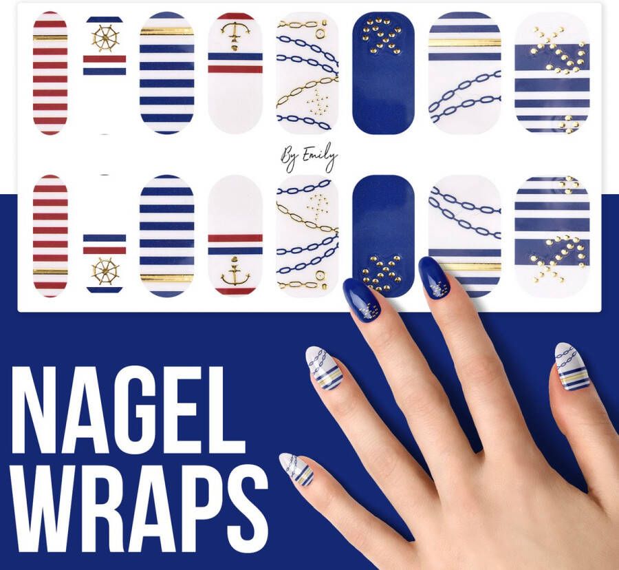 By Emily Nagel wrap Seaside Mood | 16 stickers | Nail wrap | Nail art | Trendy | Design | Nagellakvrij | Eenvoudig | Nagel wrap | Nagel stickers | Folie | Zelfklevend | Sjablonen