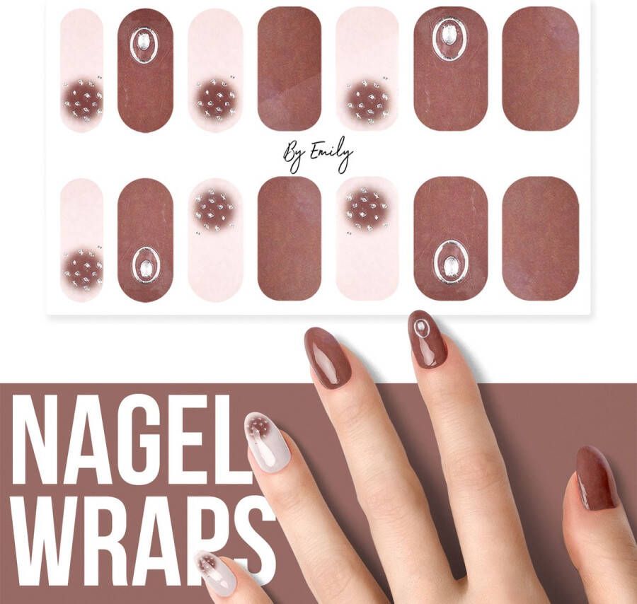 By Emily Nagel wrap Shiny Brown Tips | 14 stickers | Nail wrap | Nail art | Trendy | Design | Nagellakvrij | Eenvoudig | Nagel wrap | Nagel stickers | Folie | Zelfklevend | Sjablonen