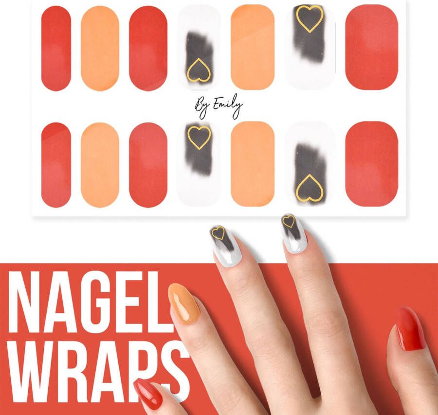 By Emily Nagel wrap Soft Love | 14 stickers | Nail wrap | Nail art | Trendy | Design | Nagellakvrij | Eenvoudig | Nagel wrap | Nagel stickers | Folie | Zelfklevend | Sjablonen