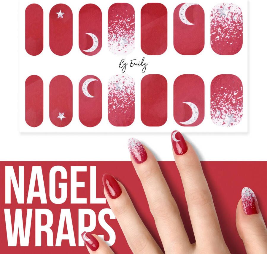 By Emily Nagel wrap Starry Red Sky | 14 stickers per vel | Nail wrap | Nail art | Trendy | Design | Nagellakvrij | Eenvoudig | Nagel art | Nagel wrap | Nagel stickers | Folie | Zelfklevend | Sjablonen