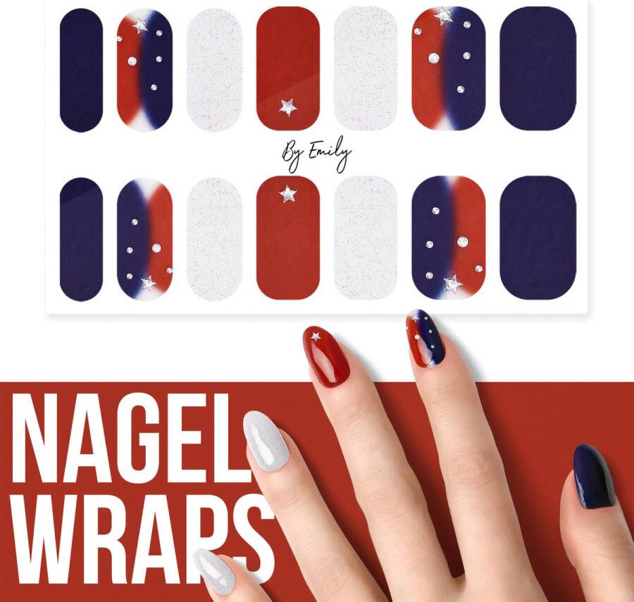By Emily Nagel wrap Stars & Stripes | 14 stickers per vel | Nail wrap | Nail art | Trendy | Design | Nagellakvrij | Eenvoudig | Nagel art | Nagel wrap | Nagel stickers | Folie | Zelfklevend | Sjablonen