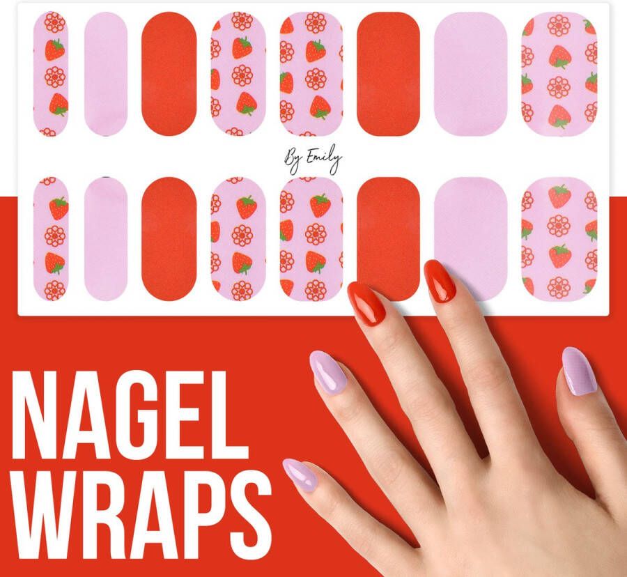 By Emily Nagel wrap Stawberry Flower | 16 stickers | Nail wrap | Nail art | Trendy | Design | Nagellakvrij | Eenvoudig | Nagel wrap | Nagel stickers | Folie | Zelfklevend | Sjablonen