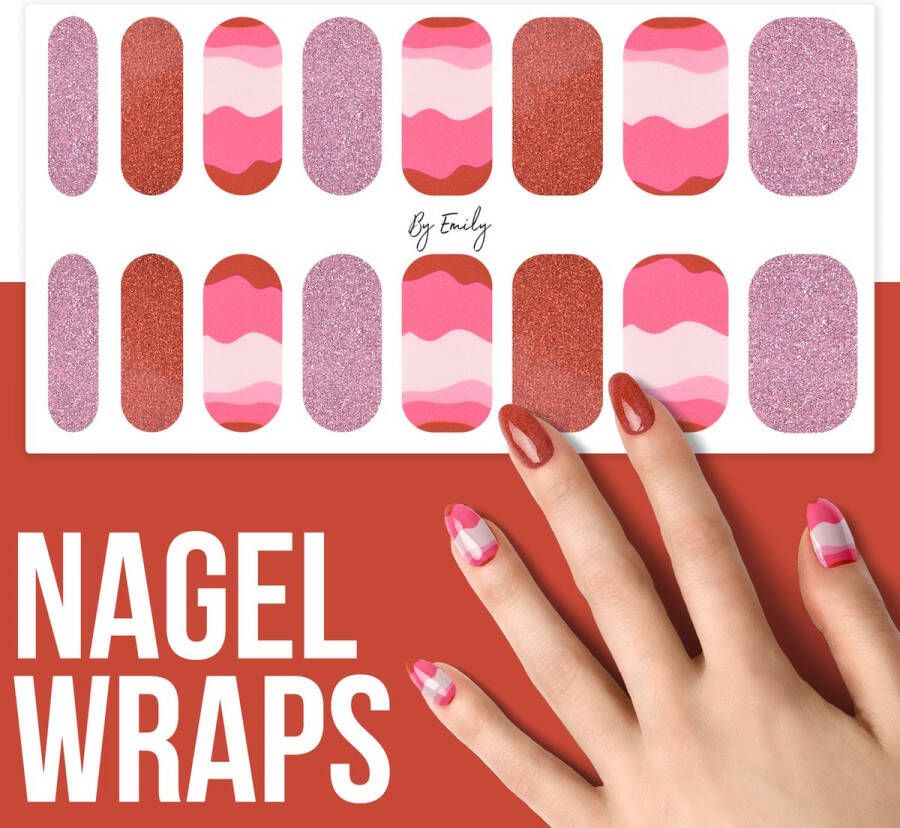 By Emily Nagel wrap Sunset Glo'w Moederdag cadeaus 16 stickers Nail wrap Nail art Trendy Design Nagellakvrij Eenvoudig Nagel wrap Nagel stickers Folie Zelfklevend Sjablonen