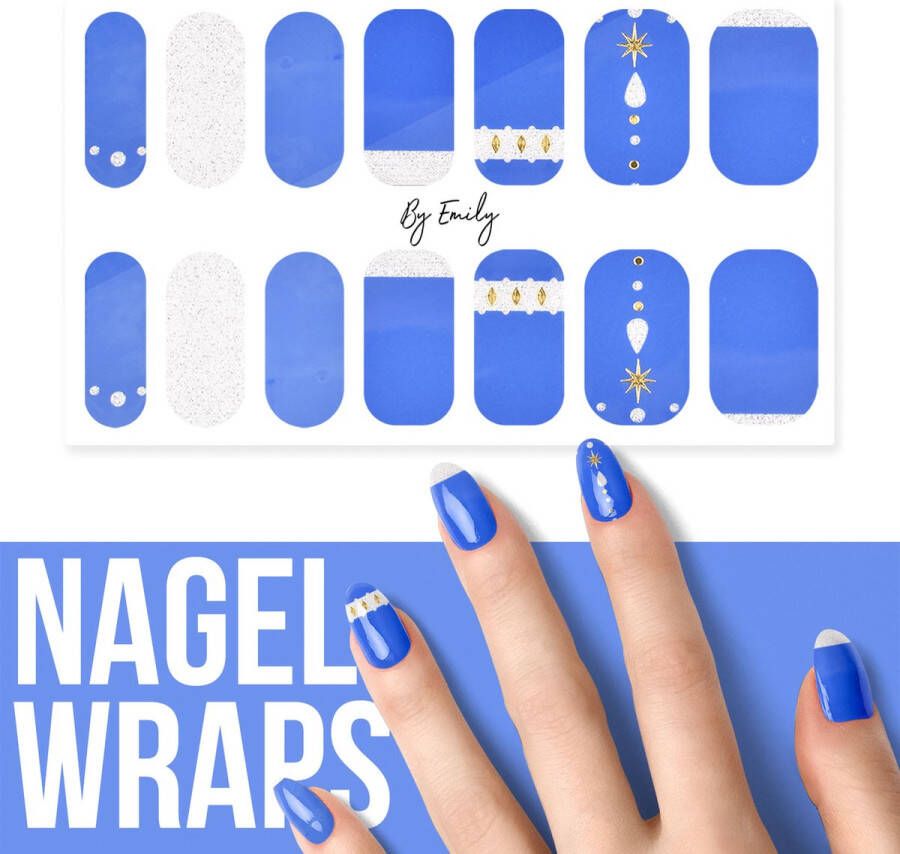 By Emily Nagel wrap Symbols in Blue | 14 stickers | Nail wrap | Nail art | Trendy | Design | Nagellakvrij | Eenvoudig | Nagel wrap | Nagel stickers | Folie | Zelfklevend | Sjablonen