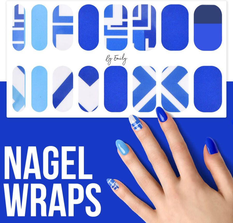 By Emily Nagel wrap Techy Blue | 16 stickers | Nail wrap | Nail art | Trendy | Design | Nagellakvrij | Eenvoudig | Nagel wrap | Nagel stickers | Folie | Zelfklevend | Sjablonen