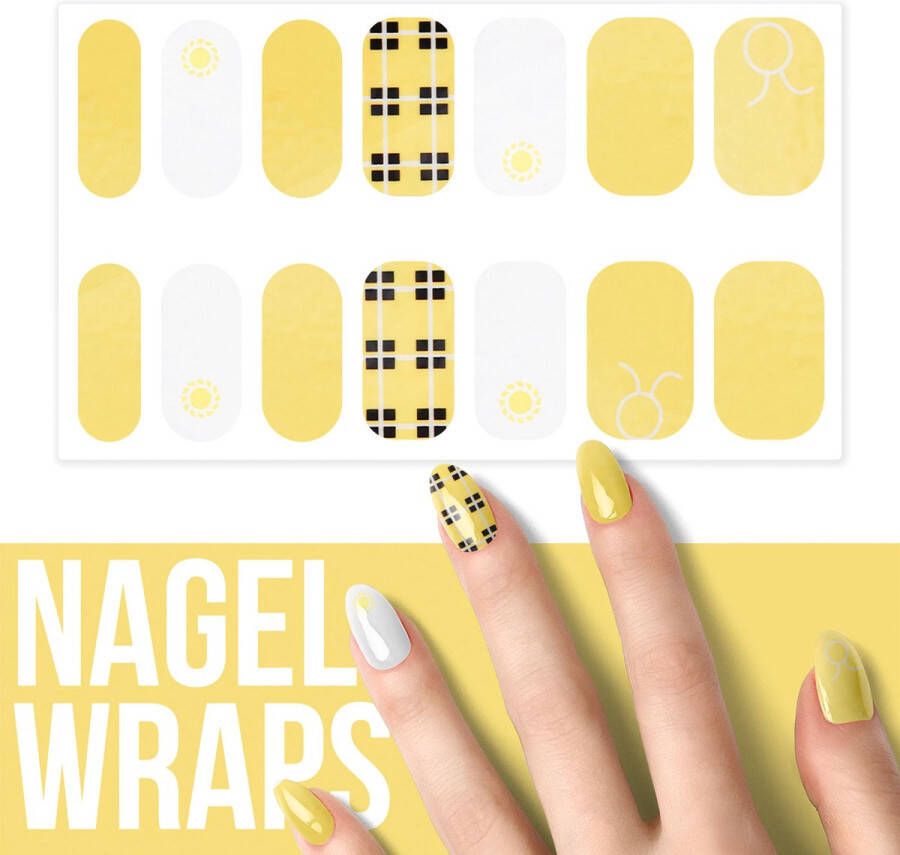 By Emily Nagel wrap Yellow Sunny | 14 stickers | Nail wrap | Nail art | Trendy | Design | Nagellakvrij | Eenvoudig | Nagel wrap | Nagel stickers | Folie | Zelfklevend | Sjablonen