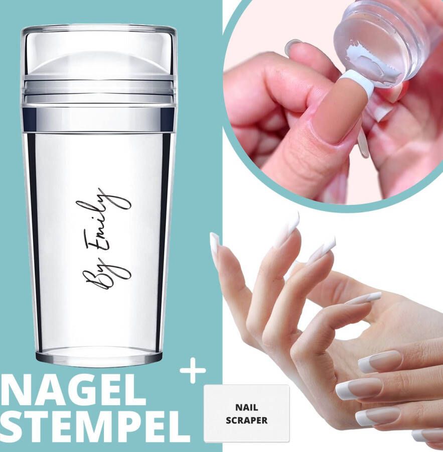 By Emily Nagelstempel met schraper | Eenvoudige Franse Manicure | Nagel kussen | Nail art | Transparant | Stamp Set | Gel | Hoogwaardige Siliconen | Nagel verzorging | Stempel set | Nail stamp | Transparante Jelly stempel | Doorzichtig | Silicone