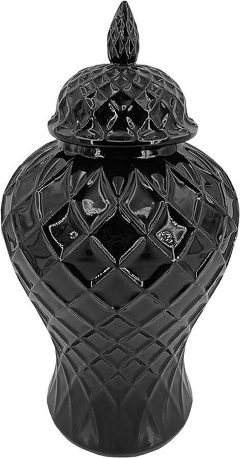 By Kohler Keramieken vaas Min Rhombus zwart glanzend L 28x28x52cm