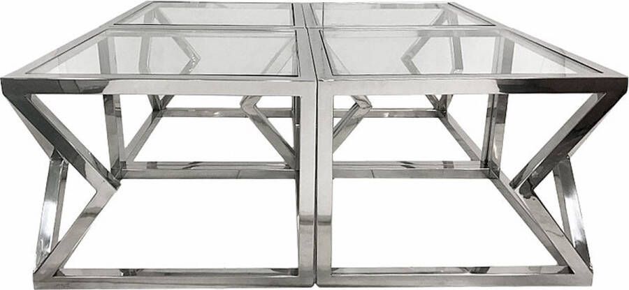 By Kohler Salontafel Elton 112x112x43cm zilver Helder Glas