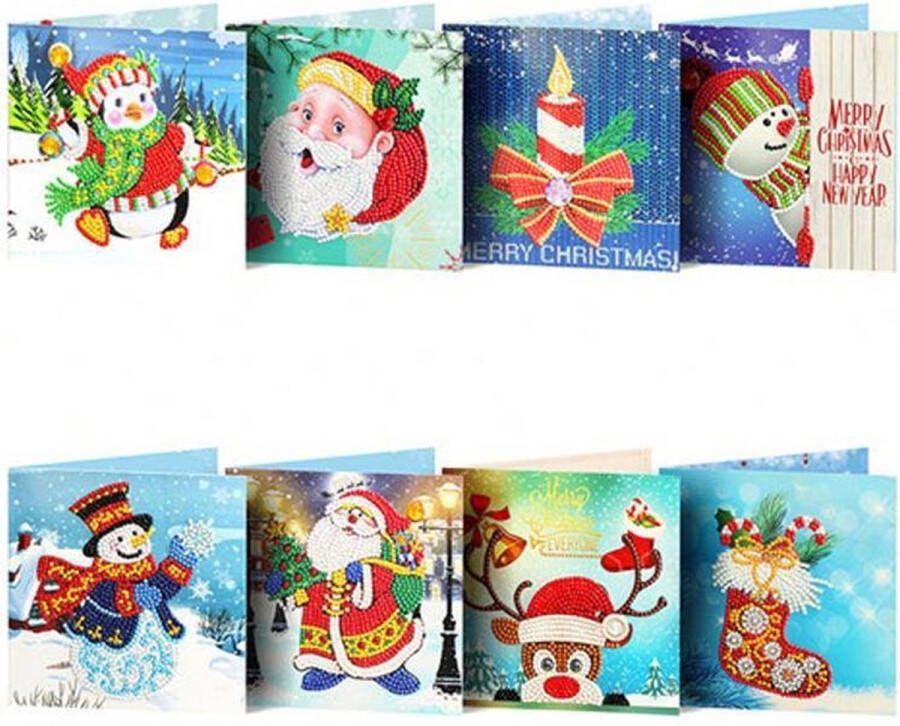 By MJM Kerstkaarten diamond painting 15x15 + Gratis stickervellen 8 kerstkaarten met enveloppen Complete set Diamond painting en accessoires kerst knutselen kerstkaarten maken Wenskaarten Nieuwjaarskaarten