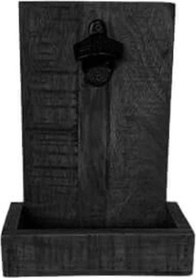 By Mooss Flesopener houten flesopener zwart rond 21cm