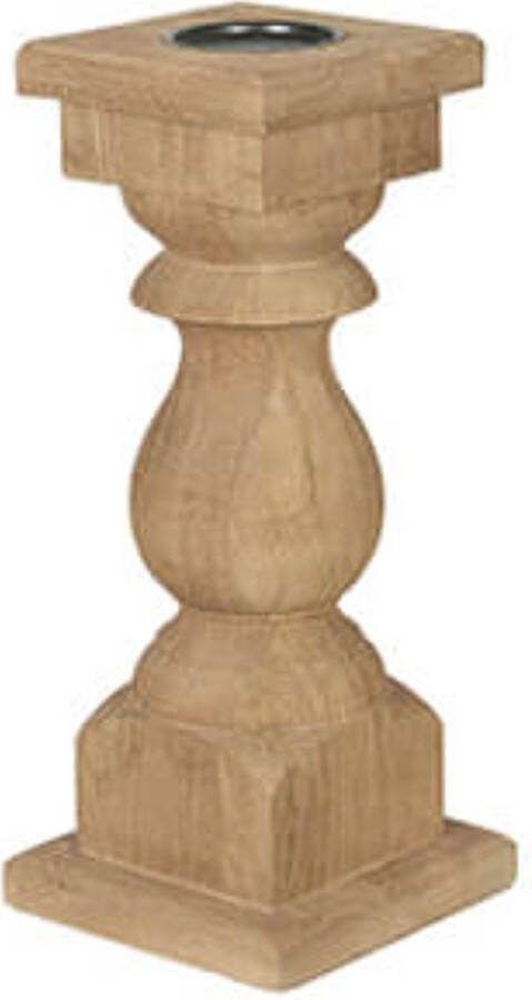 By Mooss Kandelaars en kaarsenhouders houten baluster kaarshouder almond hout Hoog 45cm