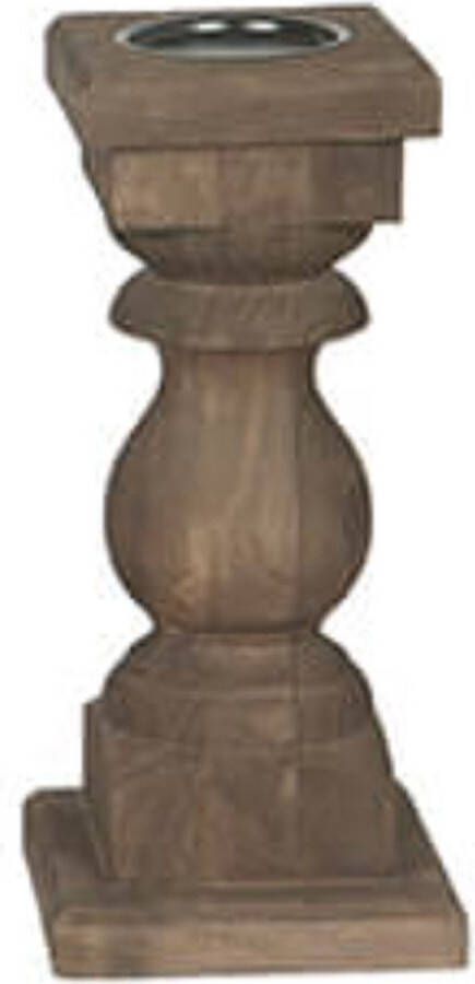 By Mooss Kandelaars en kaarsenhouders houten baluster kaarshouder bruin hout Hoog 35cm