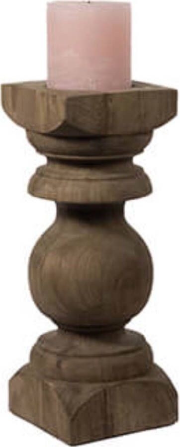 By Mooss Kandelaars en kaarsenhouders houten baluster kaarshouder bruin hout Hoog 45cm