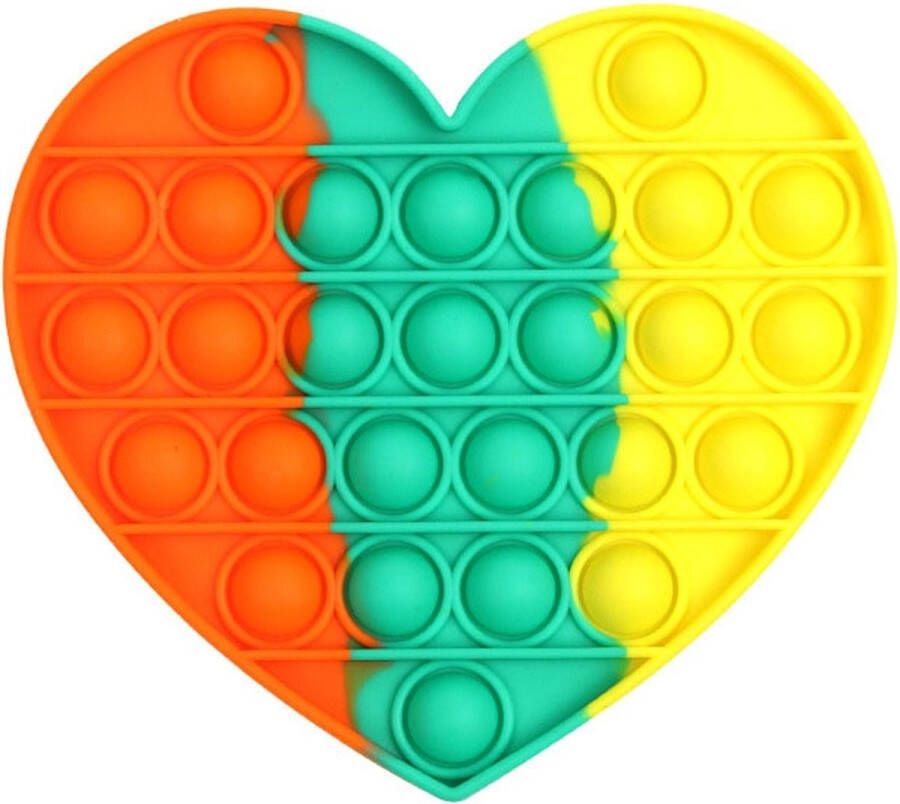 By Qubix Pop it van Pop it fidget toy Hartje Multicolor Oranje Groen Geel Black friday 2022 fidget toy van hoge kwaliteit!