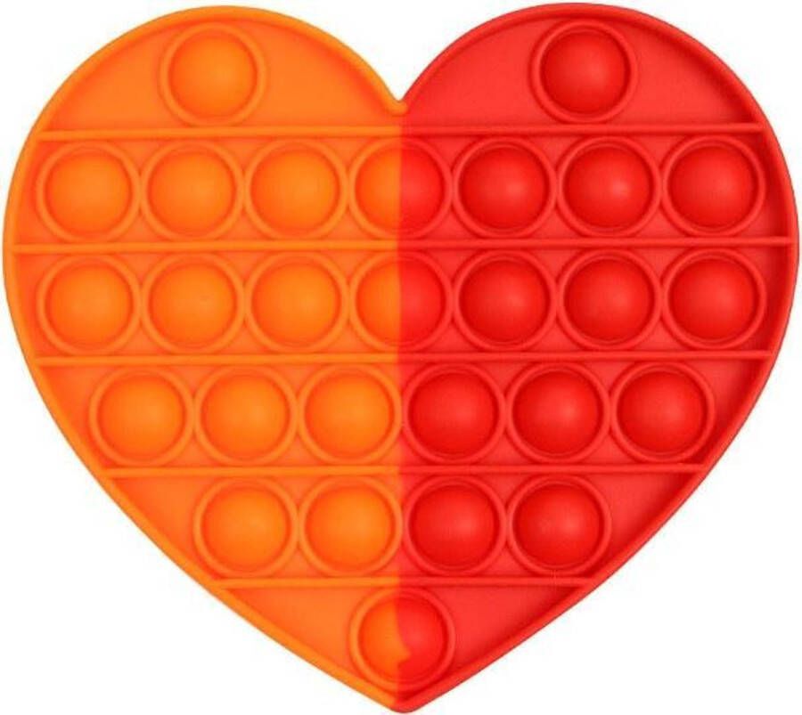 By Qubix Pop it van Pop it fidget toy Hartje Splitkleur Oranje Rood Black friday 2022 fidget toy van hoge kwaliteit!