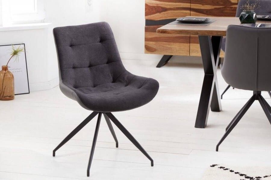 Invicta Interior Design stoel DIVANI donkergrijs metalen frame zwart in retrostijl 40018