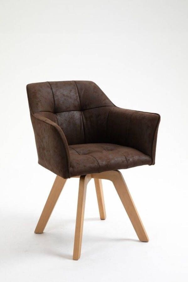 Invicta Interior Design stoel LOFT antiek bruin draaiframe van massief beukenhout met armleuning 42389