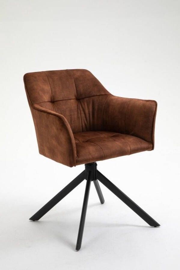 Invicta Interior Design stoel LOFT koperbruin fluweel draaibaar zwart metalen frame met armleuning 42394