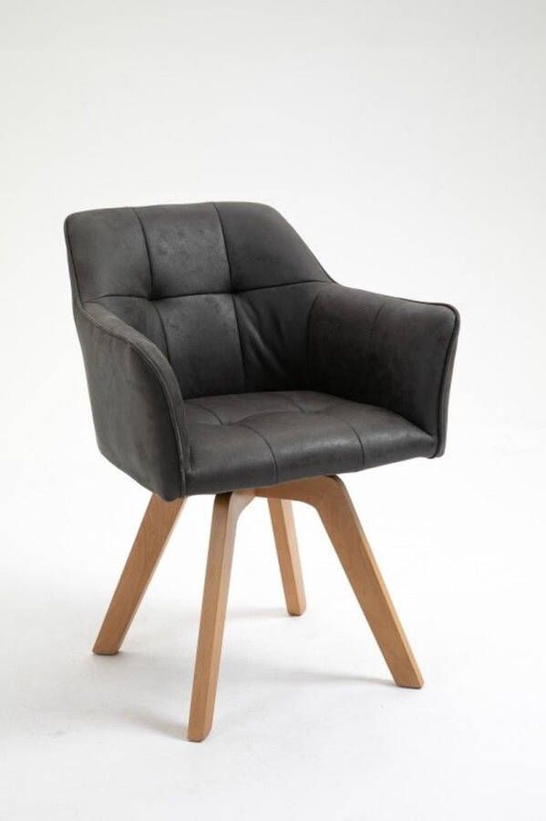 Invicta Interior Design stoel LOFT antiek grijs draaiframe van massief beukenhout met armleuning 42388