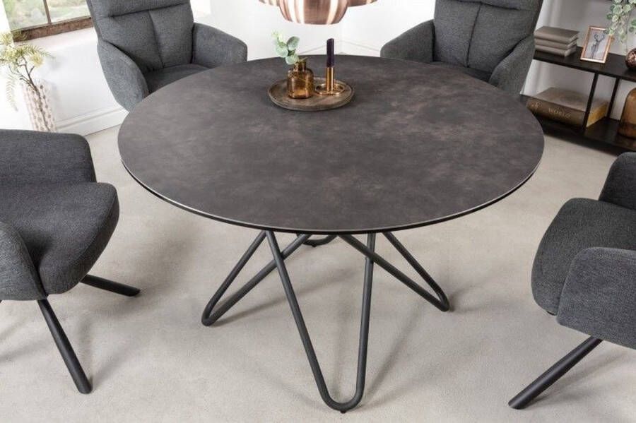 Invicta Interior Ronde eettafel ELLIPSE 120cm antraciet keramische haarspeldpoten made in Italy 41710