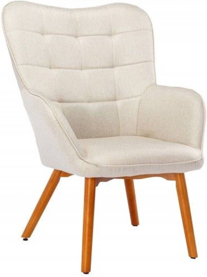 Invicta Interior Design armleuningen fauteuil SCANDINAVIA natuurlijke structuurstof retro houten poten 41425